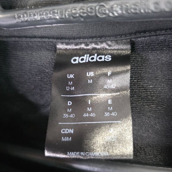 Womens Adidas Black Full Zip Jacket White Stripes Long Sleeve 100% Polyester M - Picture 2 of 8
